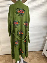 Load image into Gallery viewer, Eye  Kimono Robe- Green, Lounge Wear, Beach Wear
