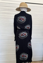 Load image into Gallery viewer, Eye  Kimono Robe- Black, Lounge Wear, Beach Wear
