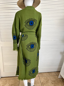 Blue Eye Kimono Robe- Verde, Ropa de salón, Ropa de playa