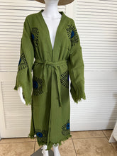 Load image into Gallery viewer, Blue Eye  Kimono Robe- Green, Lounge Wear, Beach Wear
