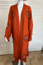 Load image into Gallery viewer, Eye  Kimono Robe- Orange, Lounge Wear, Beach Wear
