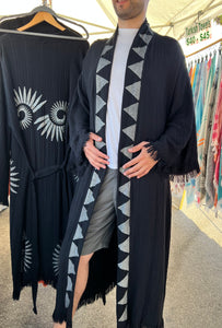 Pine Kimono Robe- Black, Lounge Wear, Beach Wear
