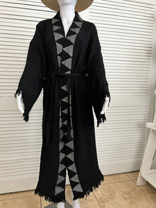 Pine Kimono Robe- Black, Lounge Wear, Beach Wear