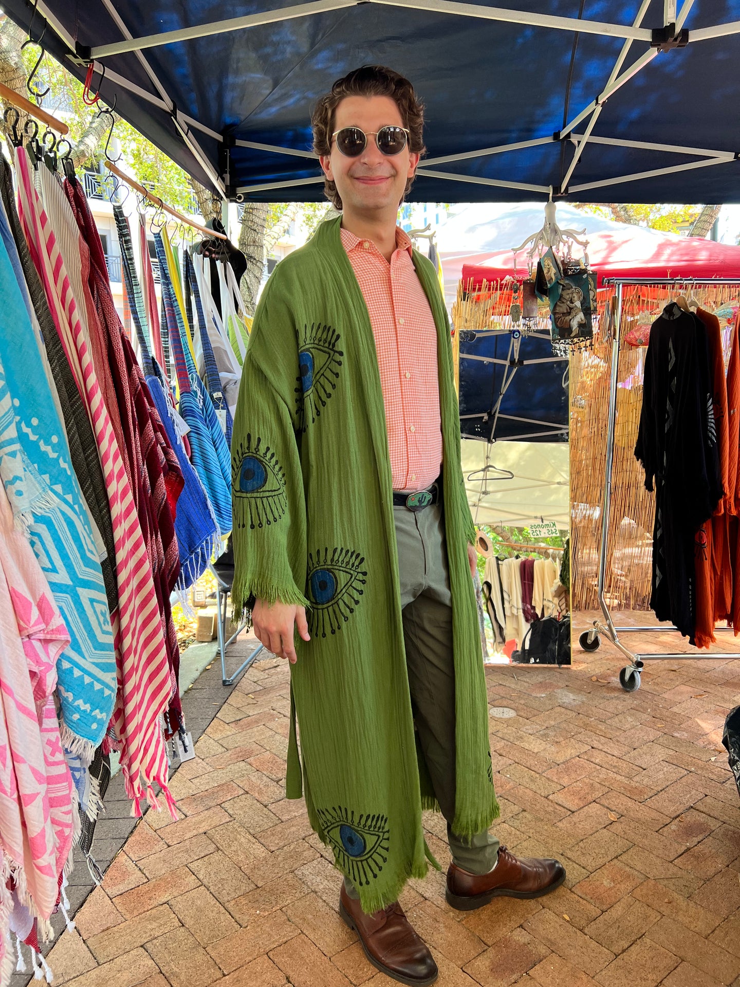 Blue Eye  Kimono Robe- Green, Lounge Wear, Beach Wear