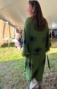 Blue Eye Kimono Robe- Verde, Ropa de salón, Ropa de playa