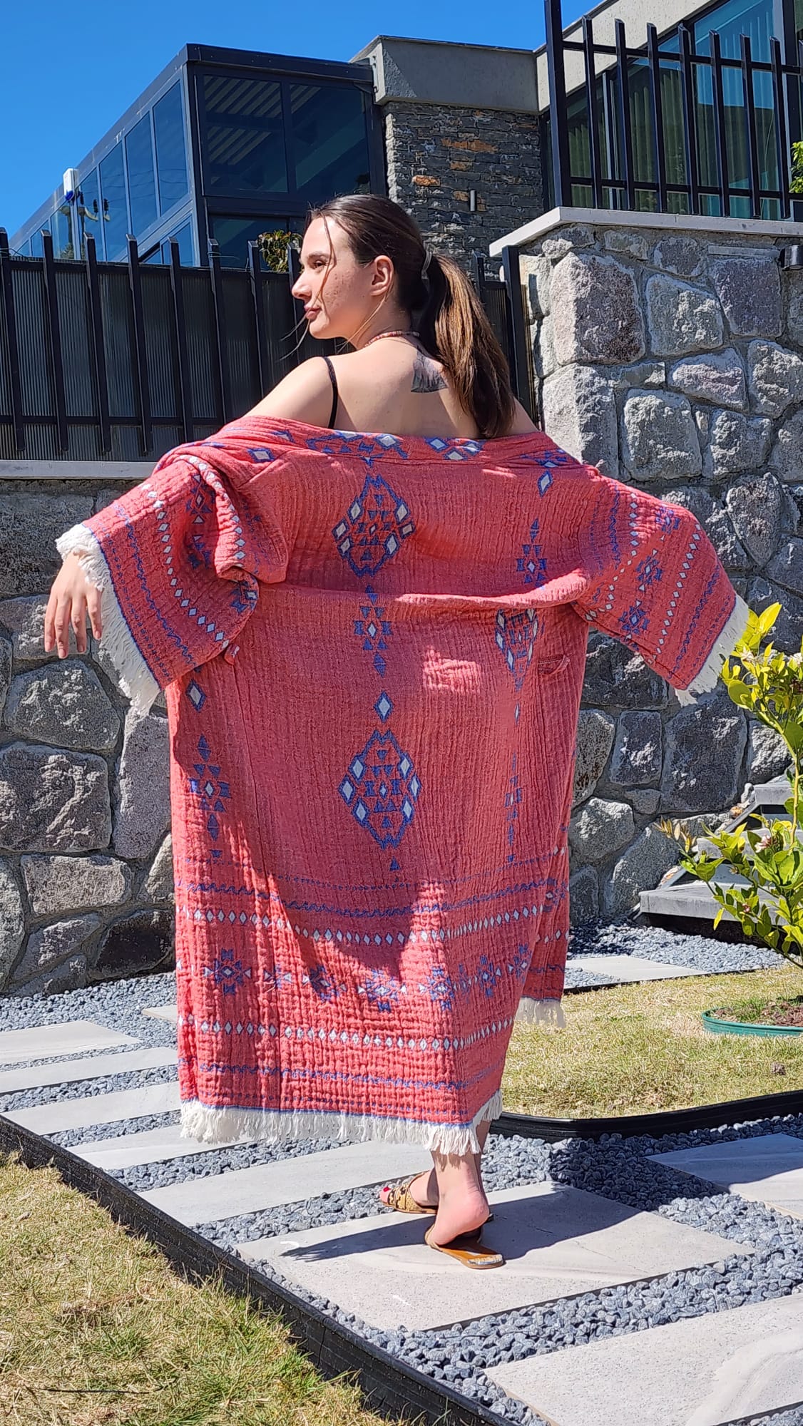 Red Kilim Robe, Kimono, Lounge Wear, Beach Wear