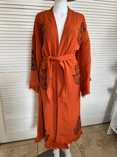 Load image into Gallery viewer, Fatima’s Hand Kimono,  Robe-Orange,  Lounge Wear
