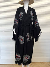 Load image into Gallery viewer, Eye  Kimono Robe- Black, Lounge Wear, Beach Wear
