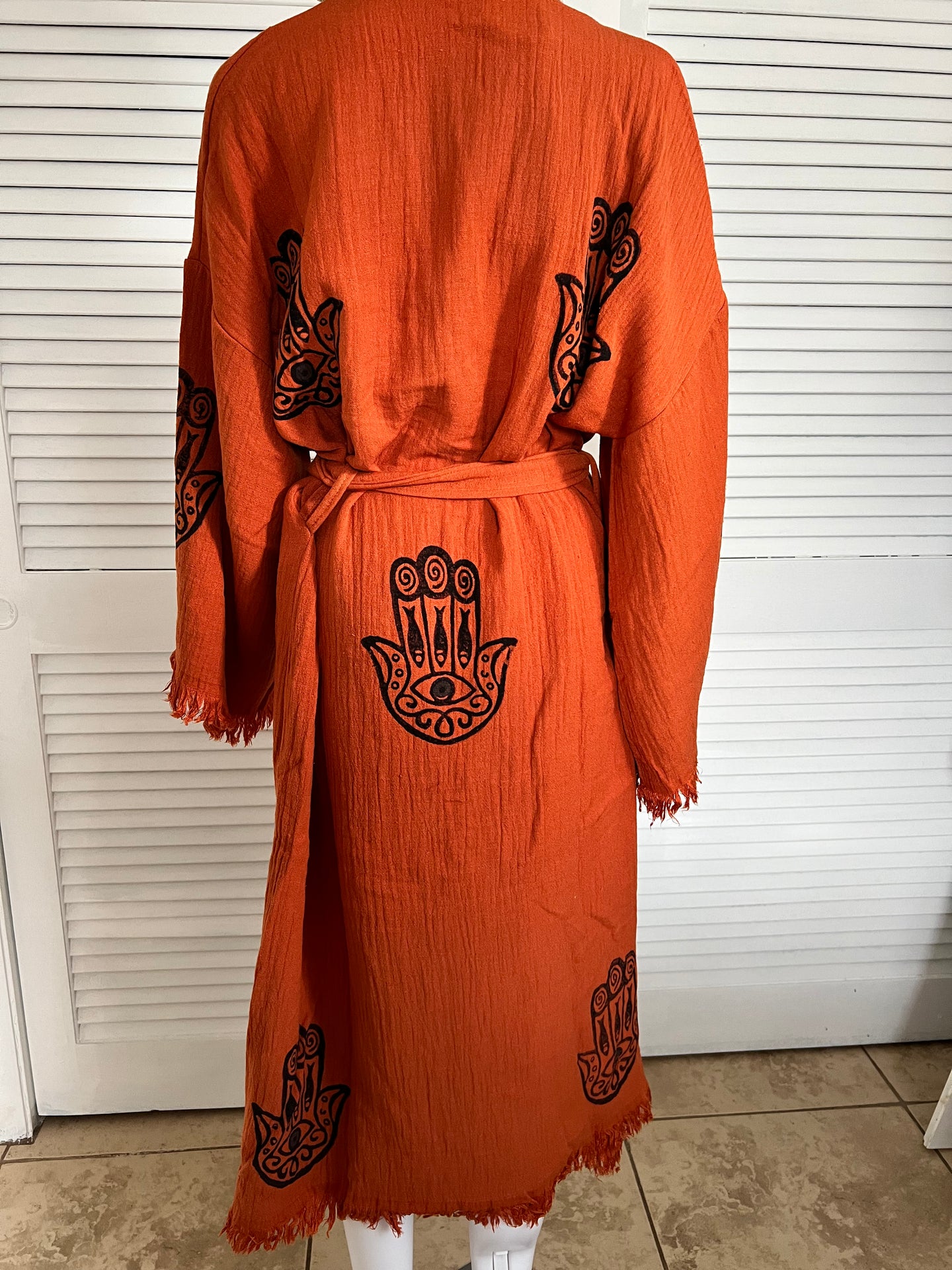 Fatima’s Hand Kimono,  Robe-Orange,  Lounge Wear