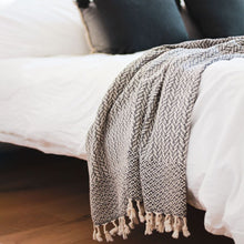 Load image into Gallery viewer, Minsk Dark Grey on Bed Reverse side
