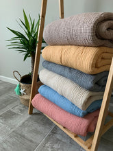 Load image into Gallery viewer, Crinkled Muslin Bed Blanket Queen/King
