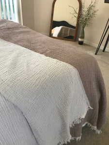 Crinkled Muslin Bed Blanket Queen/King